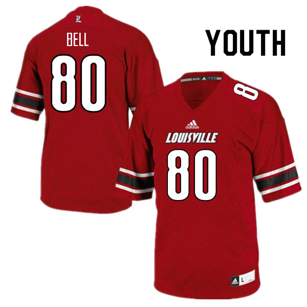 Youth #80 Chris Bell Louisville Cardinals College Football Jerseys Sale-Red